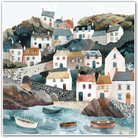 Charming Coastal Village: Idyllic Nautical Art Print
