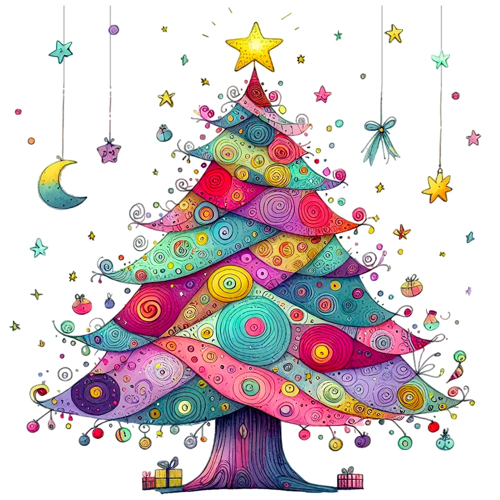 Pastel Layers Christmas Tree Art Print 3