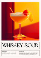 Whisky Sour Art Print – Retro Reds & Amber Cocktail Design 3