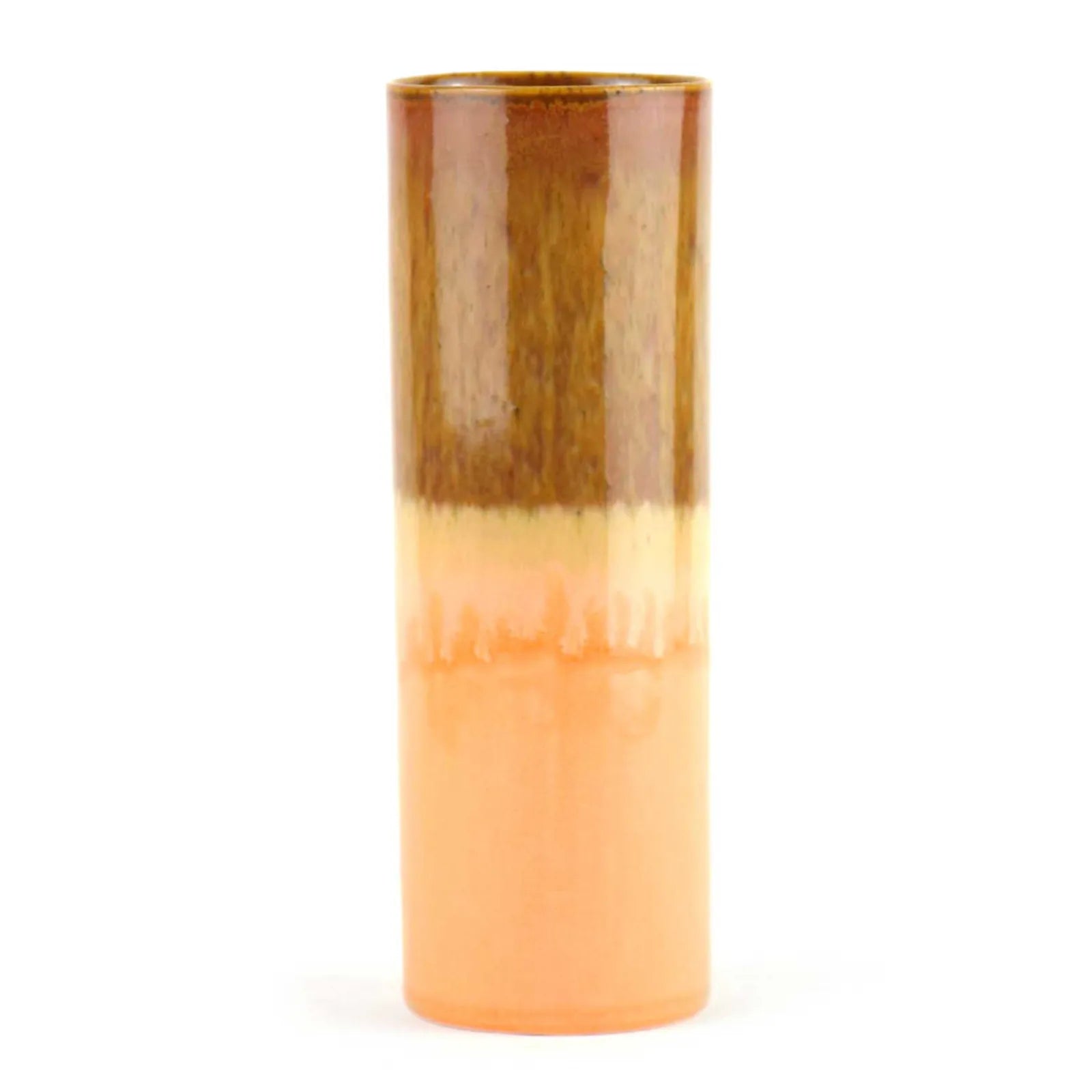 Porcelain Tube Vase – Seaside Sand Tones in Brown, Sandy Yellow & Warm Orange