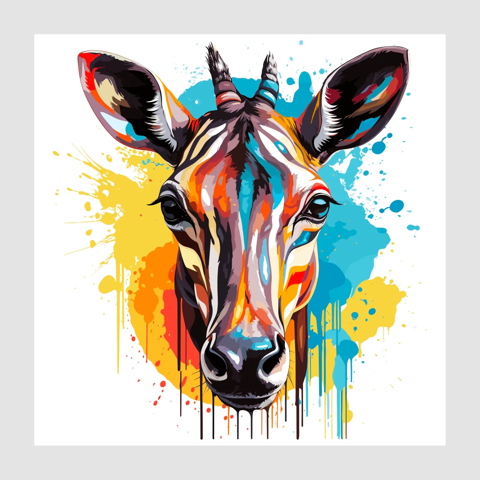 Eyecatching Paint Splash Design Zebra Art Print 1