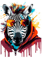 Cool Paint Splash Design Zebra Art Print 3