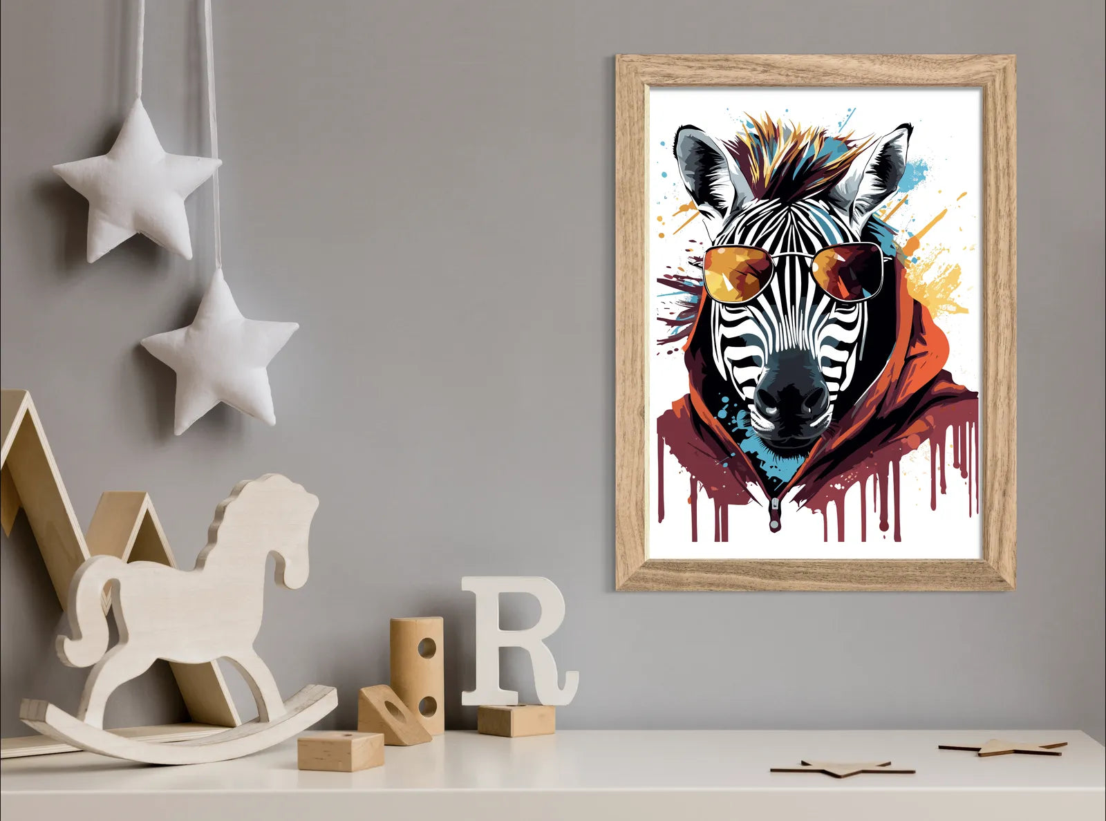 Cool Paint Splash Design Zebra Art Print 2