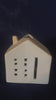 White Glazed Ceramic House with Square Windows for Tealights and Incense Cones