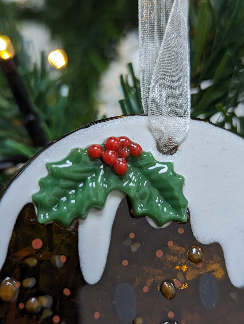 Fused Glass Christmas Pudding Tree Decoration 3