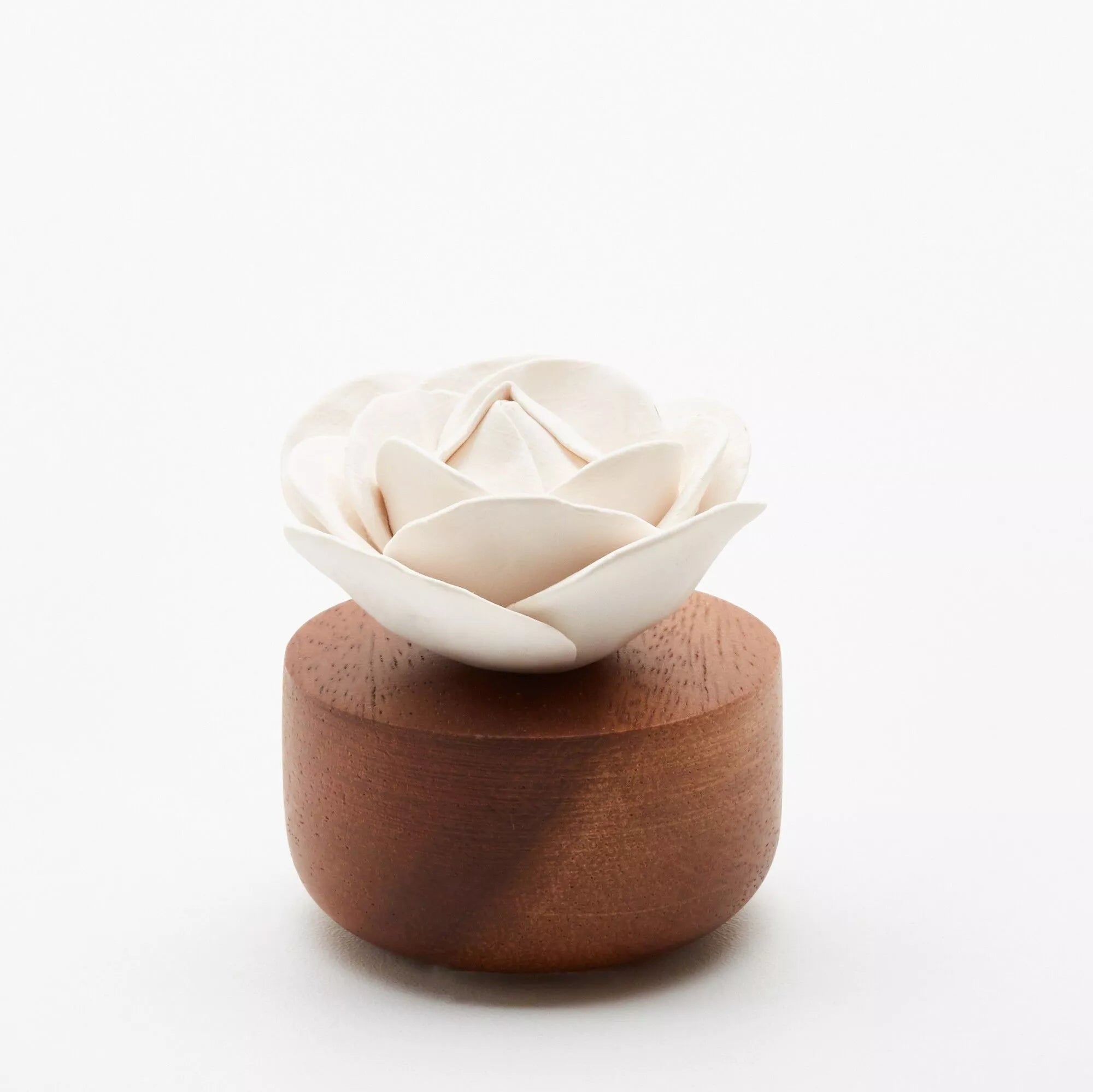 Handmade Acacia Wood & Porcelain White Rose Oil Diffuser 2