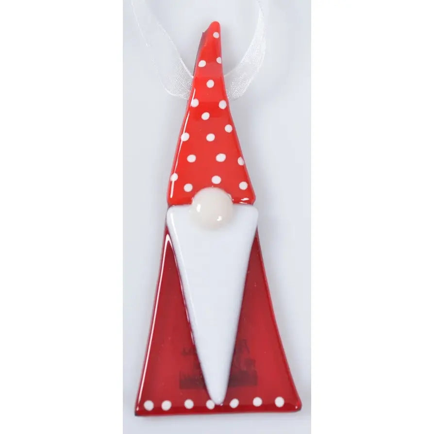 White Spots On Red Glass Father Christmas Tree Decoration 1