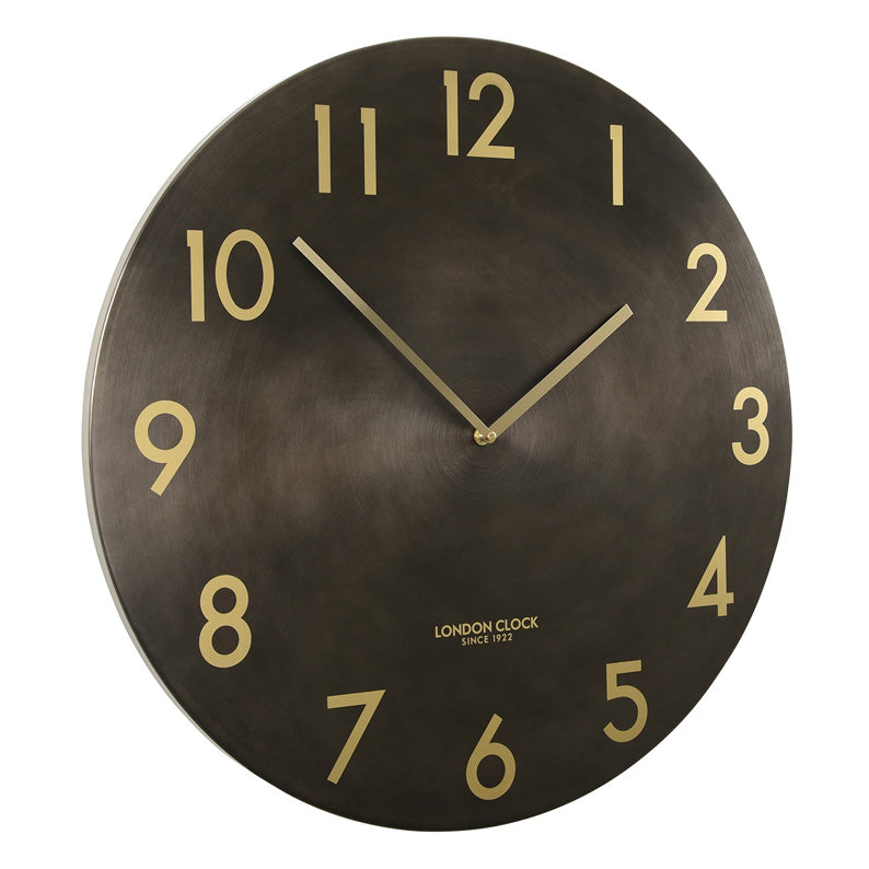 Pressed Metal Wall Clock In Gunmetal And Gold