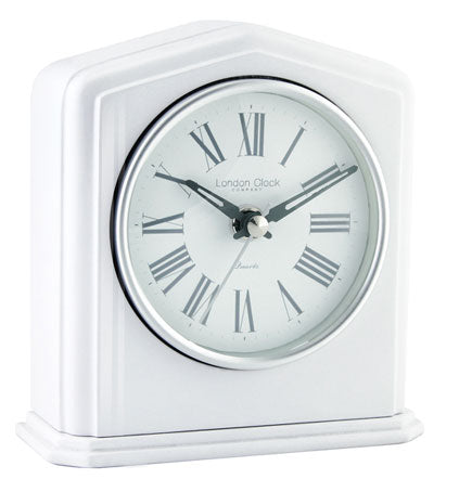 White Finish Solid Tri-Top Design Table Clock