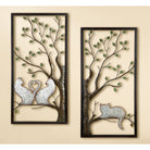 Cool Cats In A Tree Double Panel Metal Wall Art
