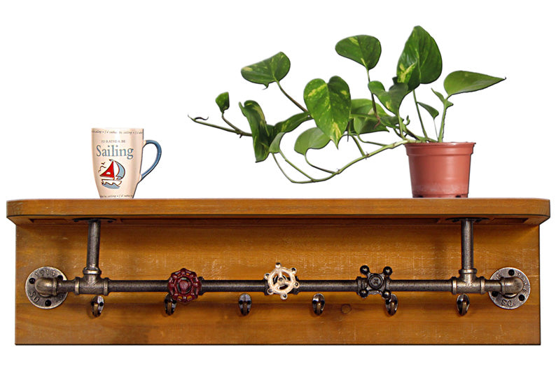 Wooden Shelf Made From Upcycled Industrial Pipes