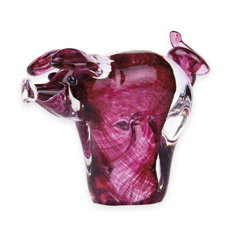 Trendy Pink Pig Blown Glass Paperweight