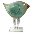 Hand Crafted Fused Glass Bird In Tones Of Teal