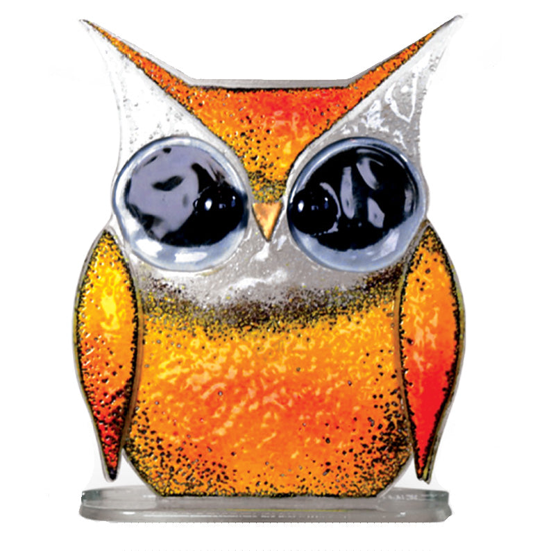 Large Wise Owl Fused Glass Ornament