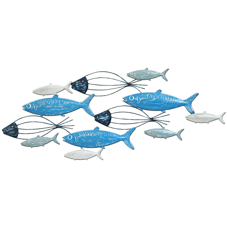 Metal Art Blue Shoal Of Fish
