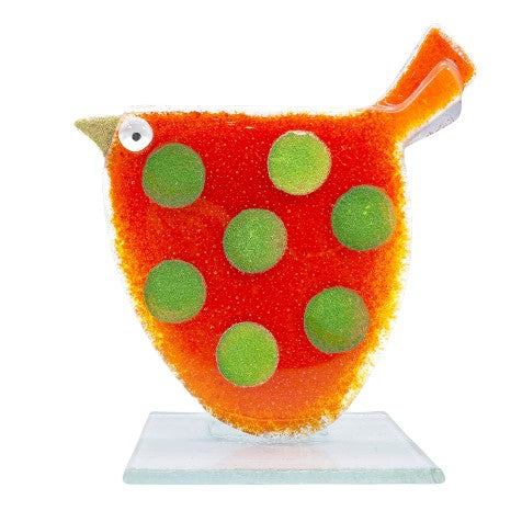 Funky Orange And Green Bird Ornament