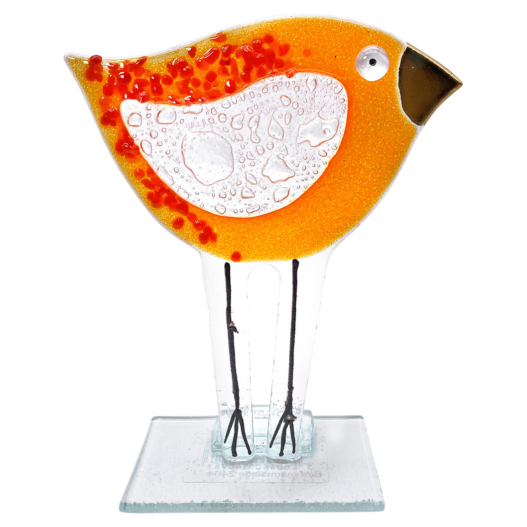 Marmalade Orange Fused Glass Baby Bird