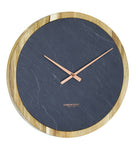 Natural Slate And Wood Round Wall Clock