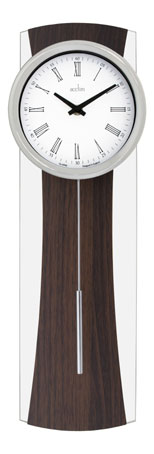 Walnut Effect Glass Lens Pendulum Clock