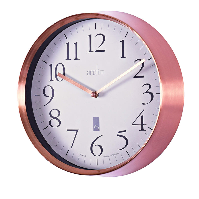 Brushed Copper Wall Clock With Glass Lens