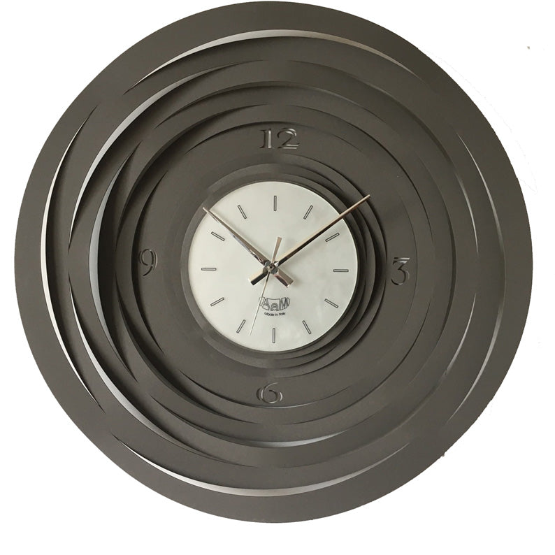 Circles Within Circles Grey Metal Wall Clock