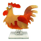 Red And Orange Rooster Fused Glass Ornament