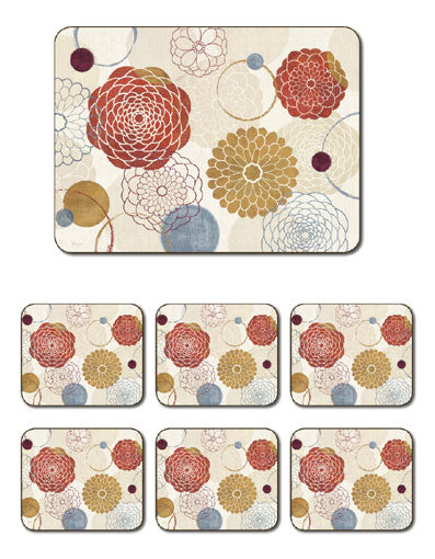 Abstract Bouquet 6 Coaster Set