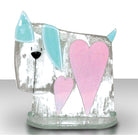 Fused Glass Dog With Pink Hearts