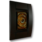 Brown Abstract Circles Fused Glass Wall Art In A Solid Wood Brown Frame
