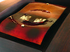 Fiery Sunset Fused Glass Wall Art In A Solid Wood Brown Frame