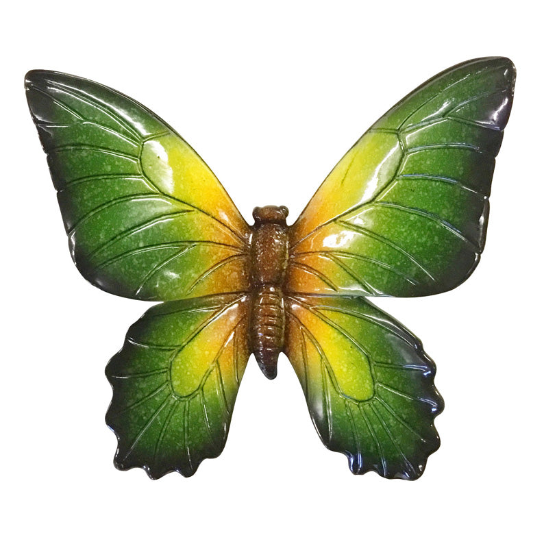Beautiful Green And Yellow Metal Butterfly