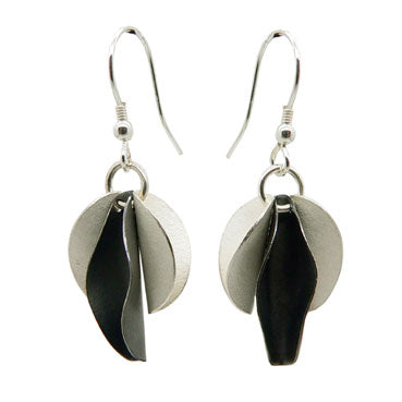 Satin and Oxidised Drops Earrings