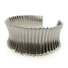 Funky Wide Ribbed Silver Bangle