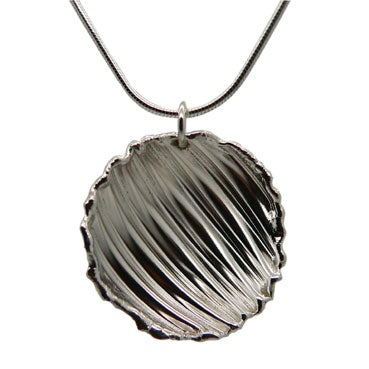 Funky Domed Ribbed Silver Pendant