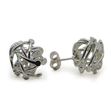 Funky Knotted Strands Silver Studs