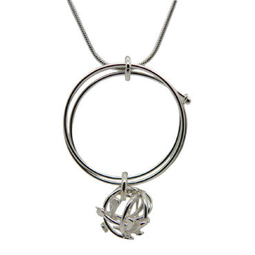 Knotted Strands Silver Pendant On Loops