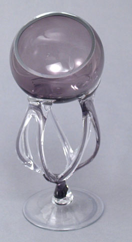 Clear and Violet Twisting Legs Bowl