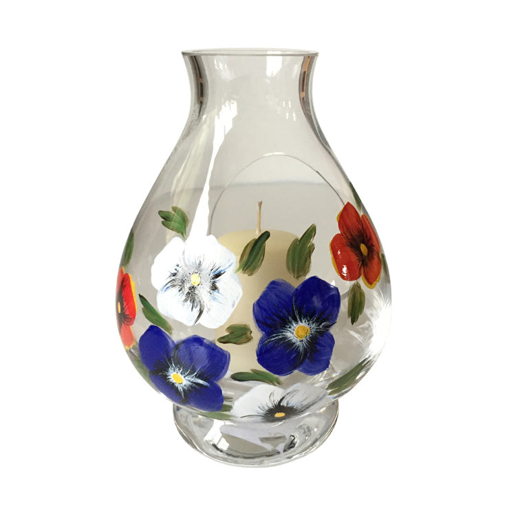 Hurricane Lamp Decorated With Poppies