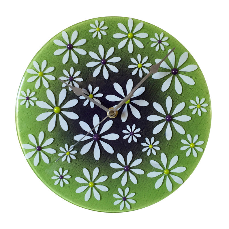 Fun Floral Fused Glass Wall Clock