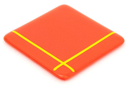 Orange With Yellow Stripes Handmade Glass Coaster