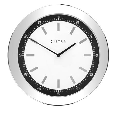 White Stainless Steel Clock With Silver Accents
