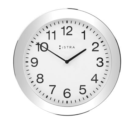 White Stainless Steel Analog Clock