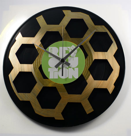 Beehive Double Record Wall Clock In Gold