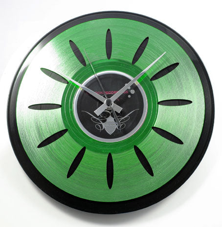 Cats Eyes Double Record Wall Clock In Green