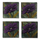 Glass Coasters With Purple Flowers