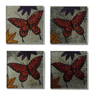 Ornate Red Butterflies Glass Coasters