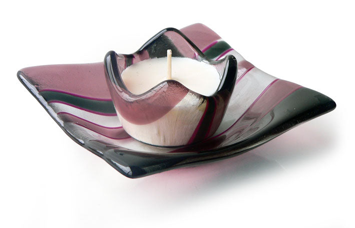 Fusion Glass Tealight Holder And Dish