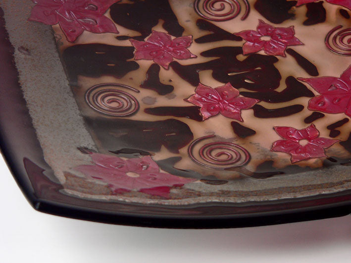 Flowers and Spirals Handmade Glass Dish