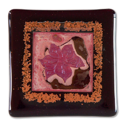 Flower and Particles Handmade Glass Coaster