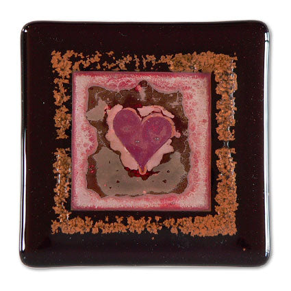 Mini Hearts Handmade Glass Coaster